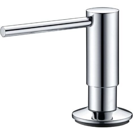 Distributeur de savon avec bec pivotant à 360° - Distributeur de savon rechargeable sur le dessus pour évier de cuisine - Distributeur de savon en acier inoxydable chromé 300 ml