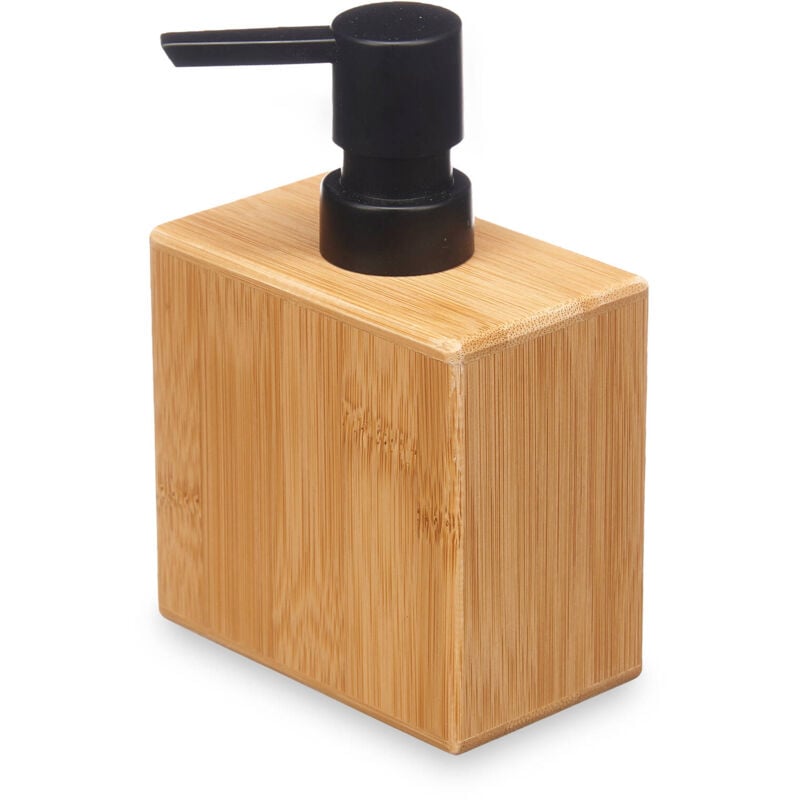 Berilo - Distributeur de savon, carré, en bambou, 5,8 x 9,7 x 15 cm