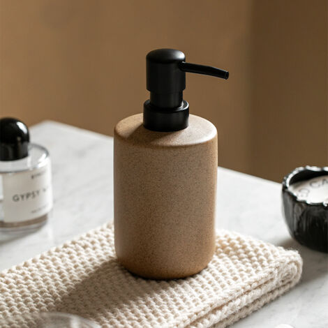 Distributeur de savon de comptoir, accessoires de salle de bain, distributeur de savon liquide rechargeable, flacon de désinfectant pour les mains à poussoir pour la salle de bain.-AquaForge