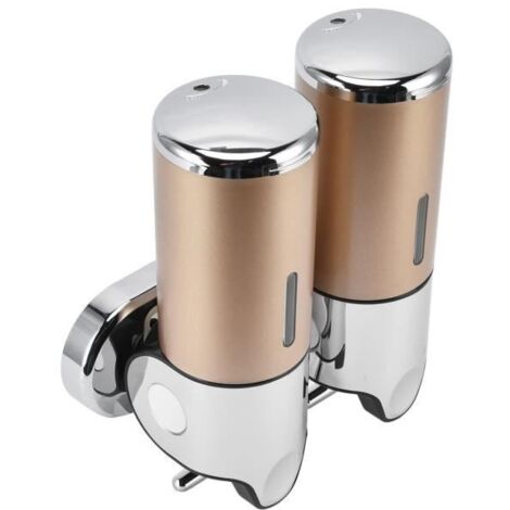 Distributeur de savon de douche mural - CIKONIELF - 9506G - 2 Compartiments - 1000ML - Doré