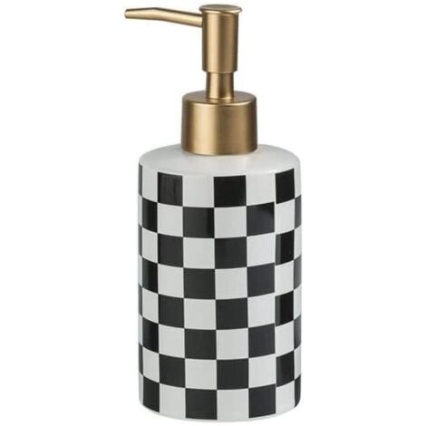 Distributeur de savon décoratif en céramique à carreaux avec pompe en acier inoxydable doré mat-AquaForge