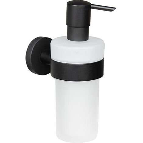 Distributeur de savon Eldrid nero laiton, noir, verre satine fixation incluse