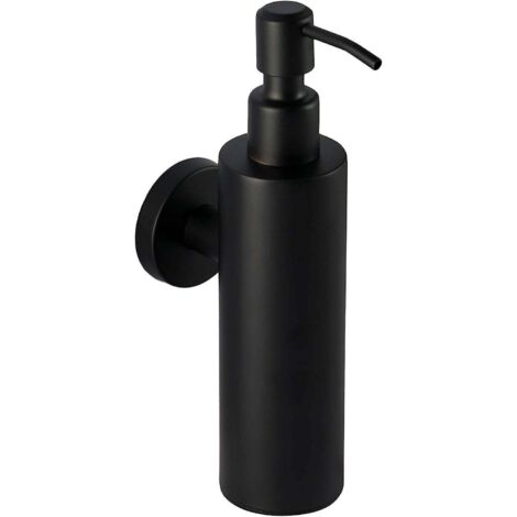 Distributeur de savon en acier inoxydable noir - Support mural de salle de bain à percer (acier inoxydable (noir), rond)