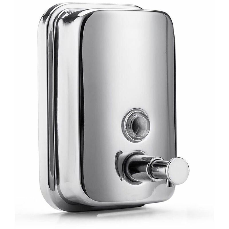 Distributeur de savon en acier inoxydable salle de bain ou cuisine manuel boîte à savon liquide mural fixe 500 ml