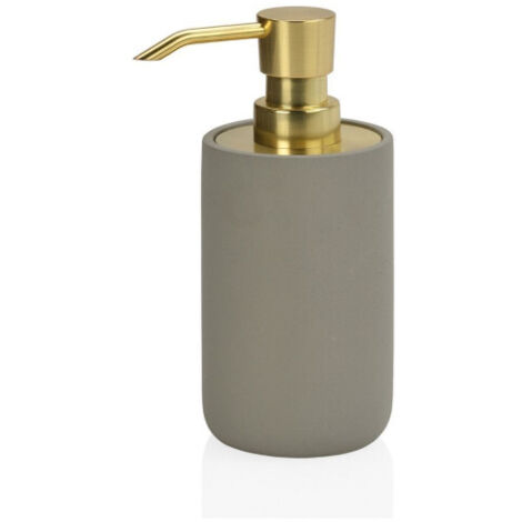 Distributeur de Savon en Ciment Gris et Métal Doré