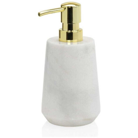 Distributeur de Savon en Marbre Blanc et Bec Doré