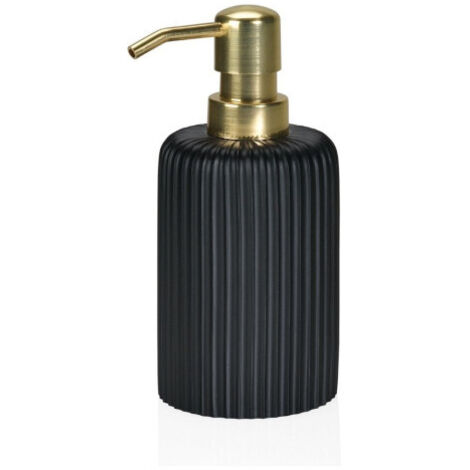 Distributeur de Savon en Résine Noire et ABS Doré Stripes