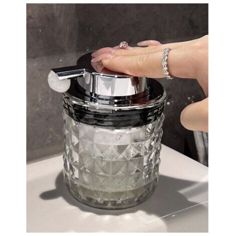 Distributeur de savon en verre losange grand 300ml pour: distributeur de savon de cuisine, distributeur de savon de salle de bain, distributeur de liquide vaisselle