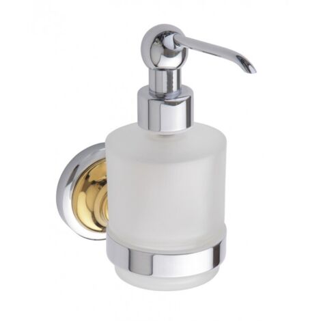 Distributeur de savon en verre RETRO chromé-doré 7x15x13,5 cm / 200 ml