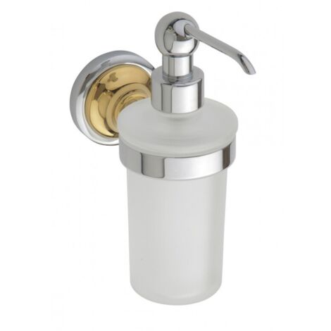 Distributeur de savon en verre RETRO chromé doré 8x19x14 cm / 300 ml