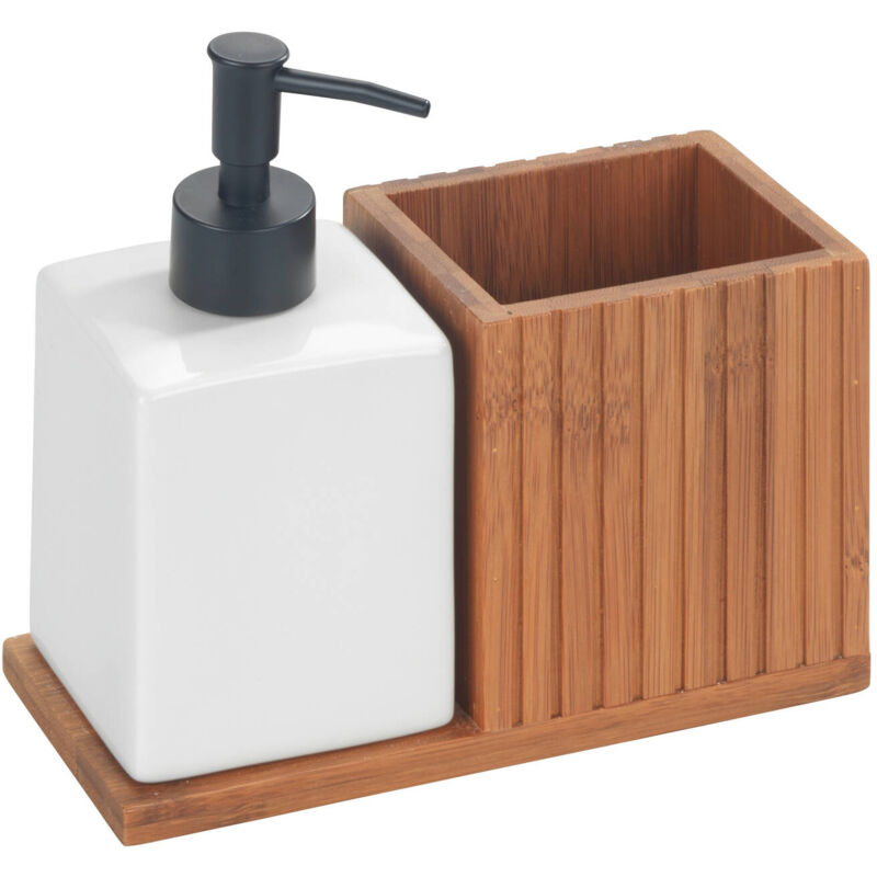 Wenko - Distributeur de liquide avec organisateur en bambou mera