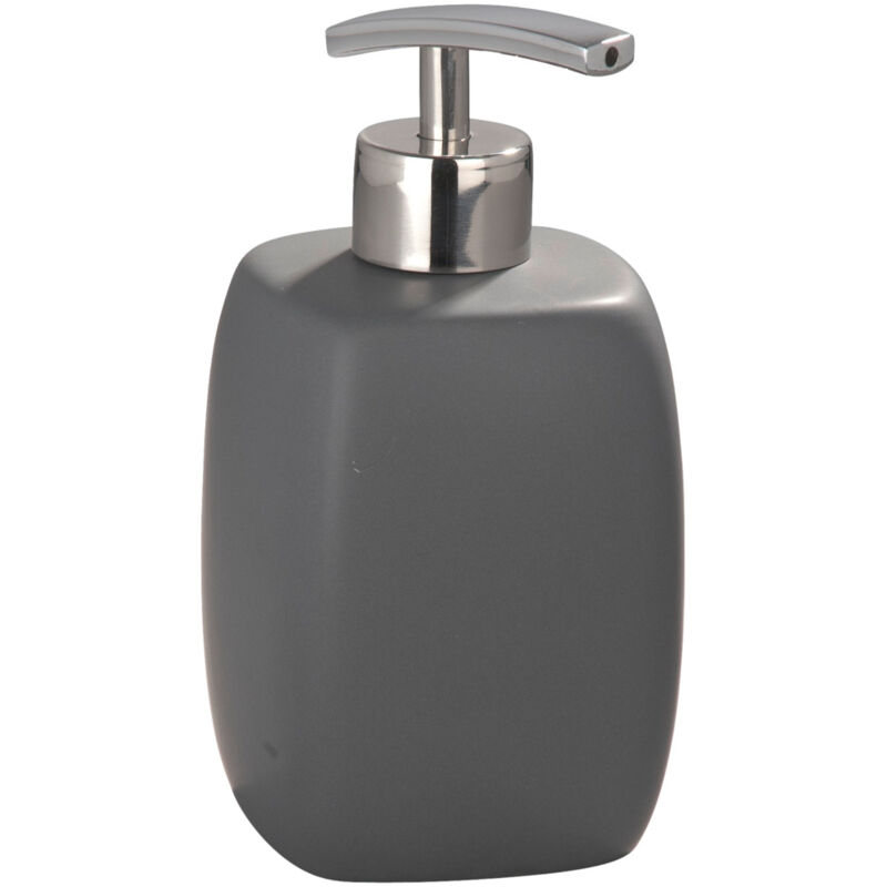 Distributeur Savon Liquide Faro, Capacité 410ml, Céramique, 8x15,5x8 cm, gris - Wenko