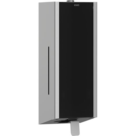 Distributeur de savon KWC AR, EXOS, acier inoxydable, AP, 120x345x120 mm, face en verre feuilleté noir