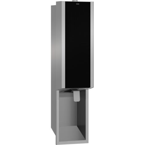Distributeur de savon KWC AR, EXOS, acier inoxydable, UP, 124x500x120 mm, façade en verre feuilleté noir