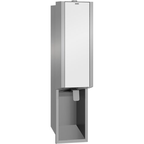 Distributeur de savon KWC AR, EXOS, acier inoxydable, UP, 124x500x120 mm, verre de sécurité blanc à l'avant