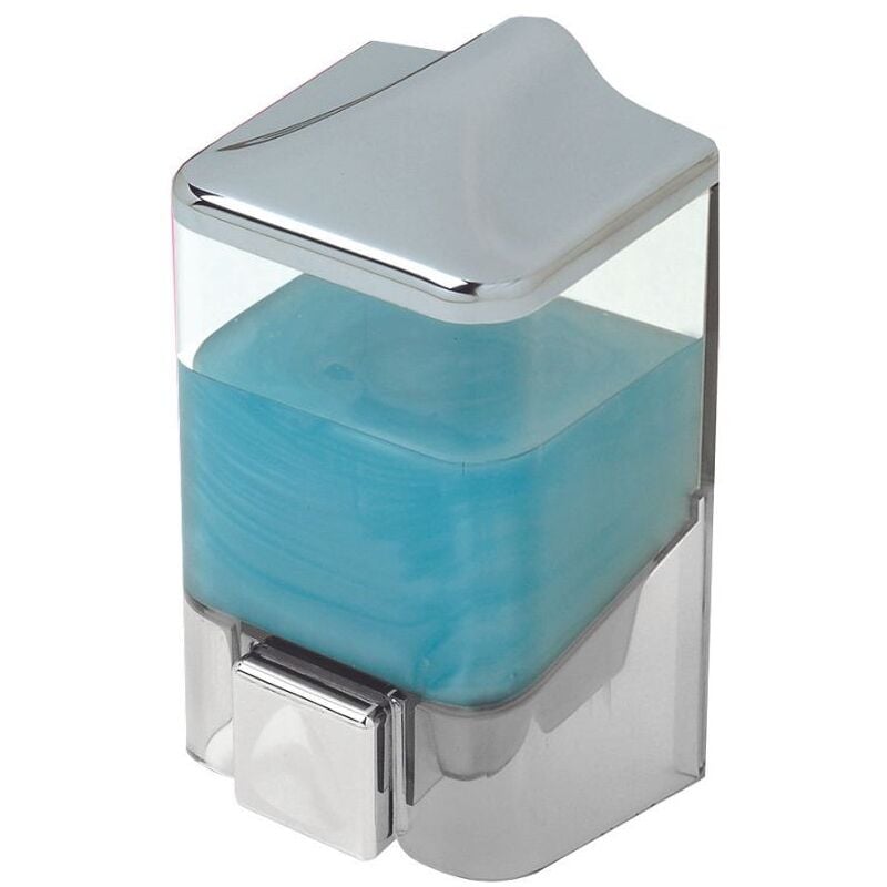 Distributeur de Savon Liquide 0,5 l Transparent et Chrome 8,5 x 8,5 x 16 cm