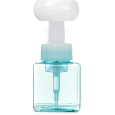Distributeur de Savon Liquide 250ml en Forme de Fleur, Bouteille Vide à Pompe Moussante Bleue Translucide pour Voyage