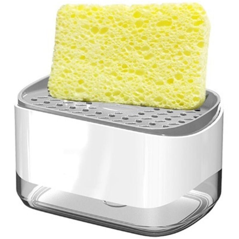 Distributeur de Savon Liquide avec Porte-éponge 2 en 1,Distributeur Liquide Vaisselle,Distributeur de Pompe à Main en Plastique pour Évier de Cuisine