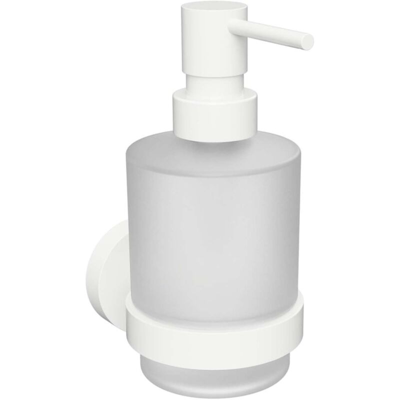 Sapho X-Round - Distributeur de savon avec support, verre dépoli / blanc XR103W