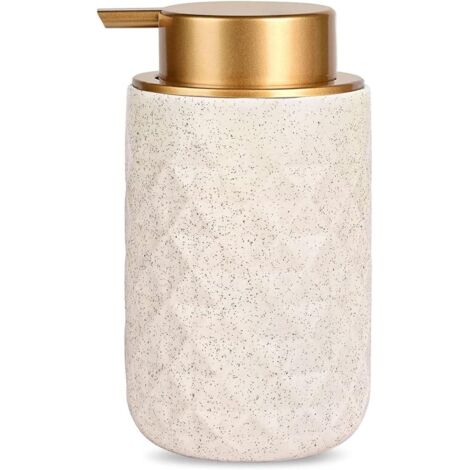 Distributeur de savon liquide pour les mains en mousse céramique, distributeur à pompe pour savon liquide moussant, distributeur en céramique, flacons de savon pour les mains pour salle de bain (beige