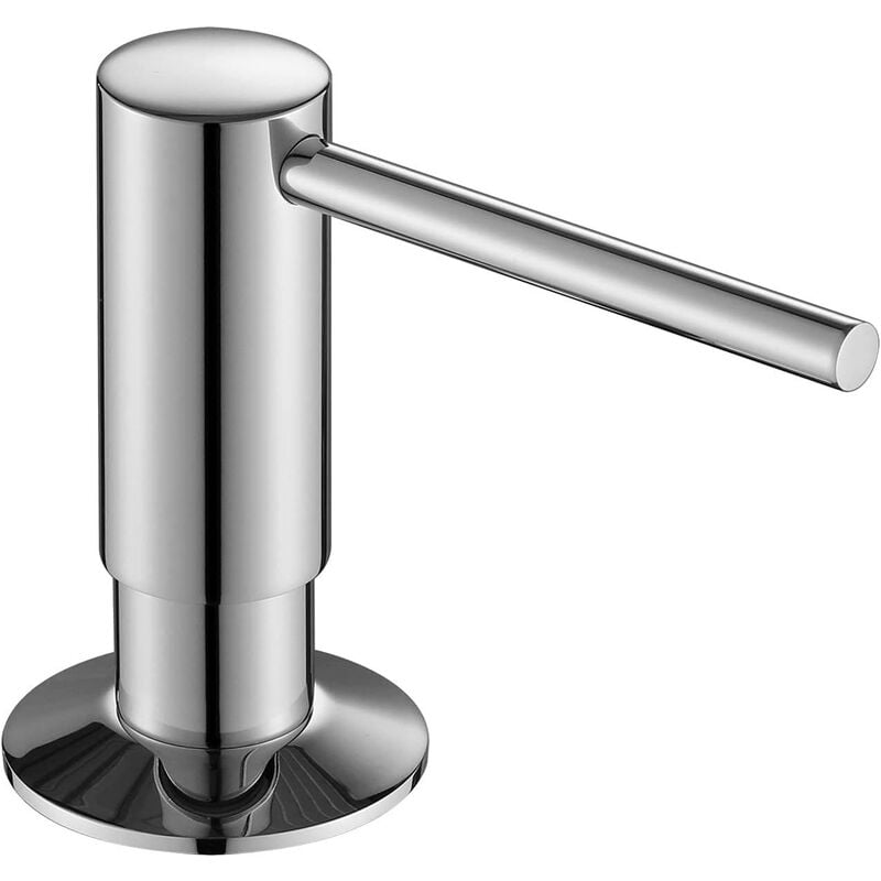 Distributeur de savon encastrable, distributeur savon cuisine, distributeur savon liquide capacité de 500ml, installation et nettoyage facile, chromé