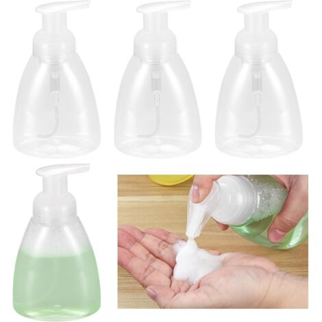 Distributeur de savon mousse 300 ml, distributeur de savon liquide avec pompe (lot de 4), distributeur de liquide vaisselle, flacon pompe rechargeable-AquaForge