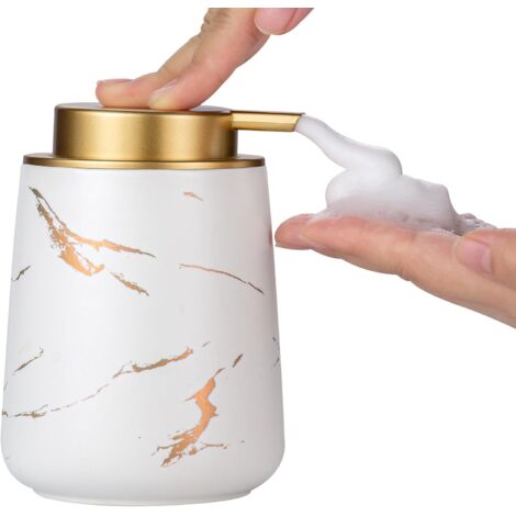 Distributeur de savon mousse à pompe manuelle, distributeur de savon mousse en céramique de 355 ml, pour les comptoirs de salle de bain et la distribution de détergent de cuisine.-AquaForge