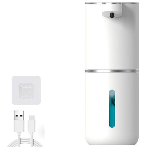 Distributeur de savon mousse automatique mural, distributeur de savon électrique avec chargement USB et capteur de mouvement infrarouge pour la cuisine et la salle de bain (blanc)-AquaForge