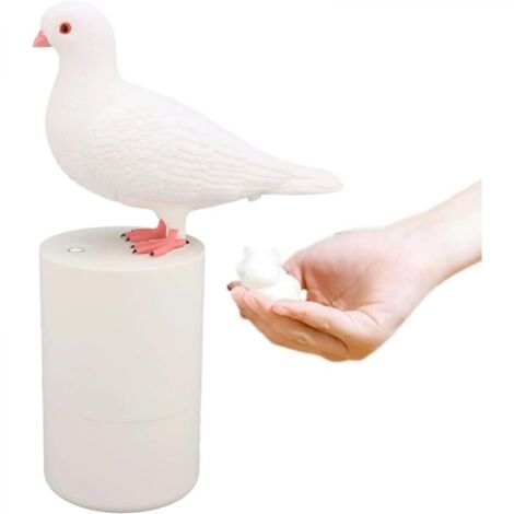 Distributeur de savon mousse Pigeon, Distributeur de savon drôle d'oiseau, Distributeur de savon mousse sans contact (Blanc)