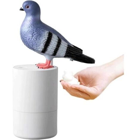 Distributeur de savon mousse Pigeon, Distributeur de savon drôle d'oiseau, Distributeur de savon mousse sans contact (Gris)
