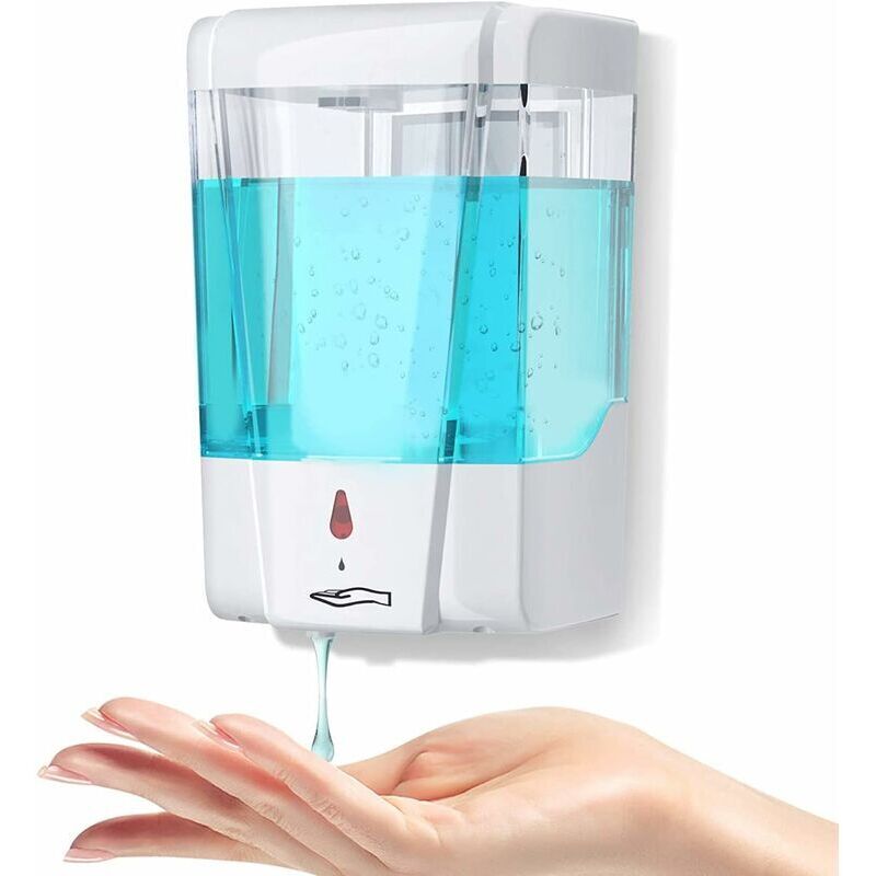 Distributeur de Savon Mural Automatique,700ml Distributeur Gel Liquide sans Contact avec Capteur Infrarouge pour Cuisines Salle de Bains Hôtel