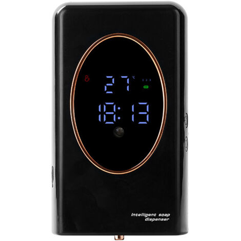 Distributeur de savon mural intelligent à mousse par induction, sans perçage, noir, distributeur de liquide pour les mains sans contact domestique