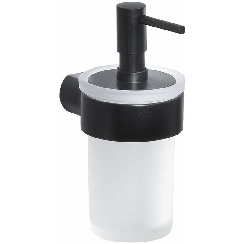Sapho Gedy Pirenei - Distributeur de savon avec support, noir mat/verre satiné PI8114