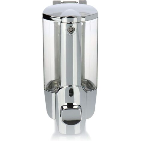 Distributeur de Savon Mural Rechargeable   Design Chromé 85 x 85 x 190mm  Contenance de 500ml, Pratique pour Salle de Bain
