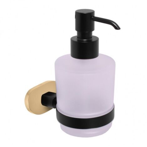 Distributeur de savon mural YUKON en verre et laiton noir doré 200 ml