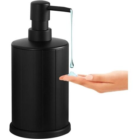 Distributeur de savon noir 500 ml en métal inoxydable anti-rouille, pompe ergonomique facile à presser pour salle de bain et cuisine
