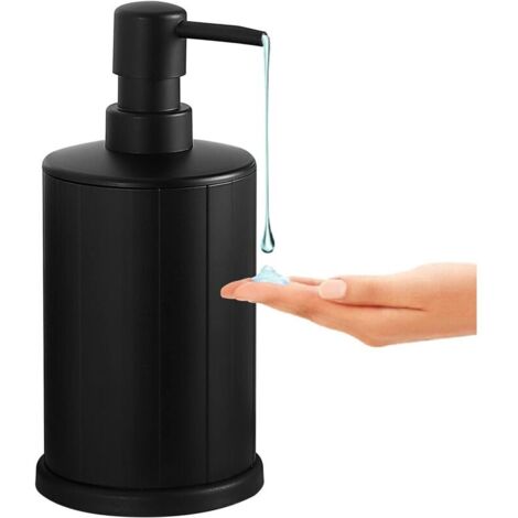 Distributeur de Savon Noir, Bouteille à Pompe Distributrice de 500ml Facile à Presser, Distributeurs de Savon et de Lotion en Métal Antirouille