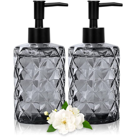 Distributeur de savon noir en verre pour salle de bain, distributeur à pompe rechargeable pour cuisine avec entonnoir en acier inoxydable, distributeur de savon vintage de 330 ml-AquaForge