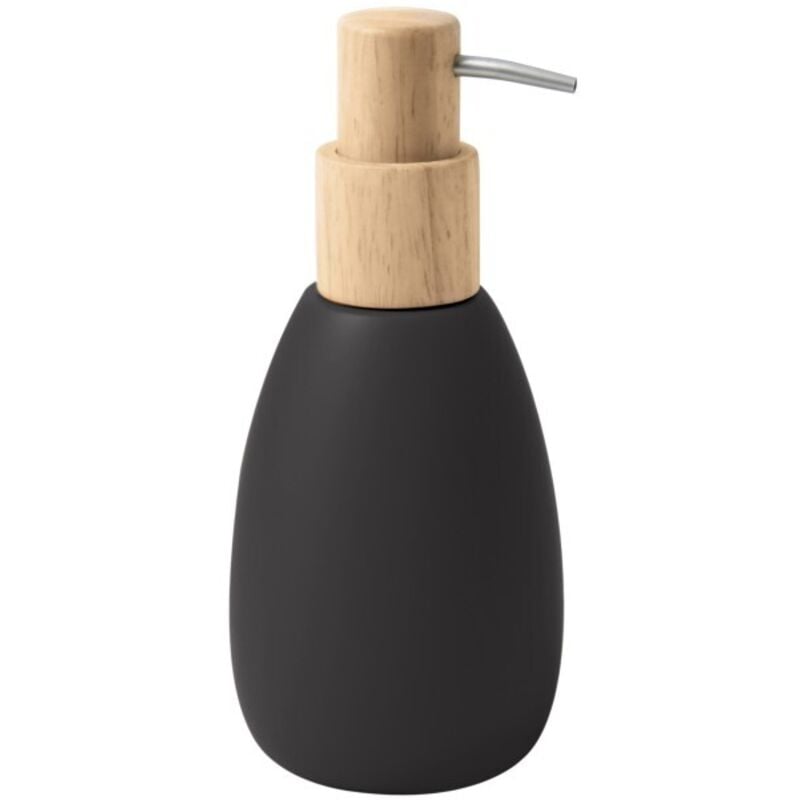 Distributeur de savon polyrésine et bois sven Noir mat Spirella