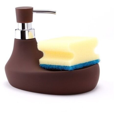 Distributeur de savon & Porte Eponge Céramique MARBELLA Chocolat MSV