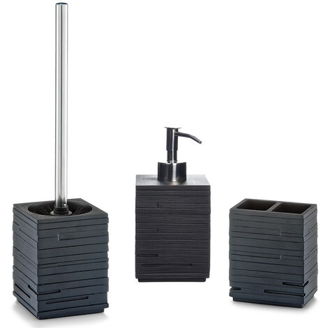 Distributeur de savon pour brosse à dents, support de brosse Wc ardoise, noir, Zeller