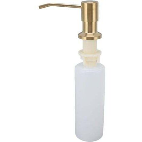 Distributeur de savon pour évier de cuisine, 350 ml, en acier inoxydable, rechargeable, avec pompe rotative à 360° (doré)