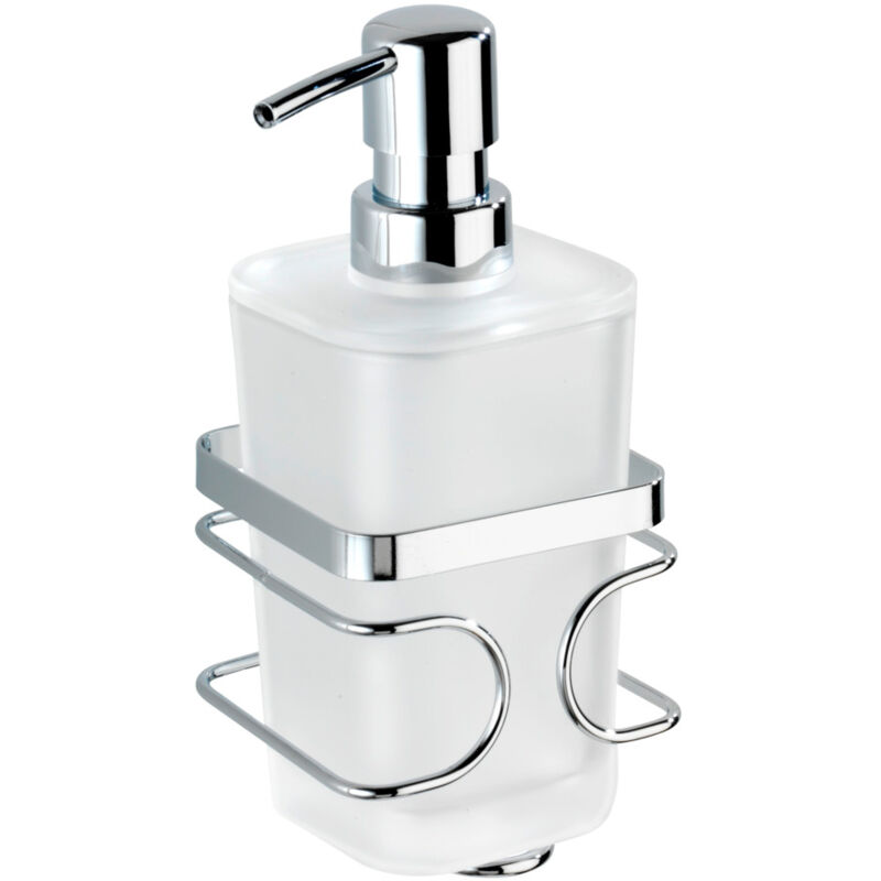 Wenko - Distributeur de savon liquide mural Turbo-Loc® fixation sans perçage, plastique - acier, capacité 285 ml, 7,5x16,5x9 cm, blanc - brillant