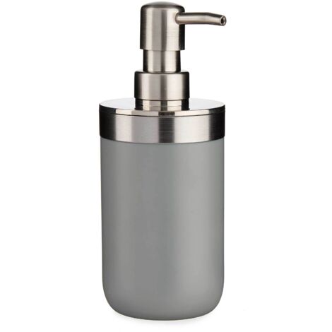 Distributeur de Savon Rond Inox et Plastique Gris