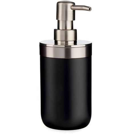 Distributeur de Savon Rond Inox et Plastique Noir