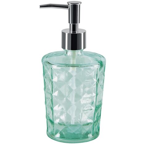 Distributeur de savon Spirella « Carla » verre vert Ø8,5x18,5 cm