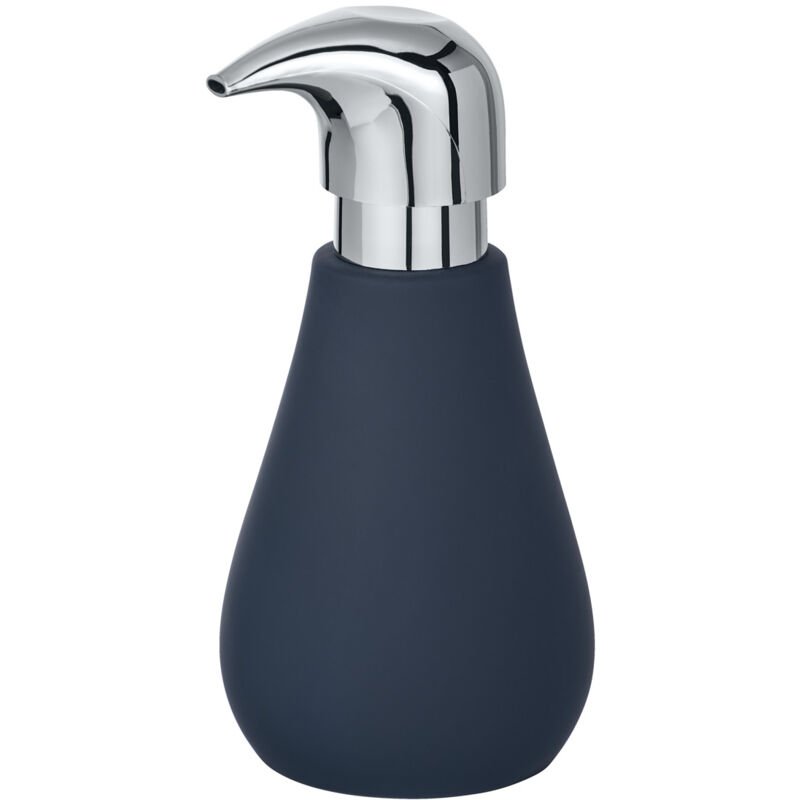 Distributeur Savon Liquide Sydney, capacité 320 ml, céramique 'soft touch', 8,5x17x9 cm, bleu foncé mat - Wenko