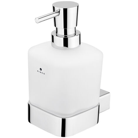Distributeur De Savon Verre Satiné, Avec Fixation Chrome, Kibo Nimco