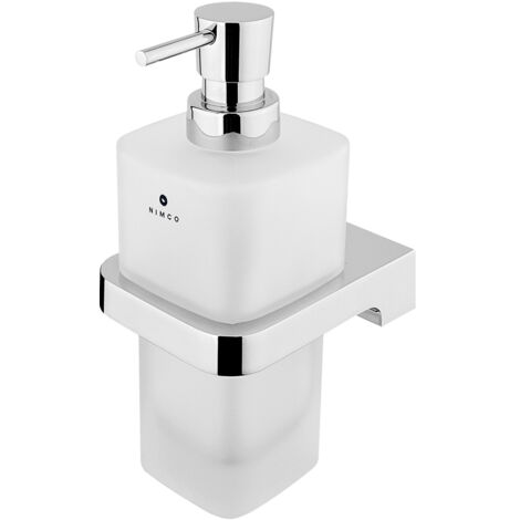 Distributeur De Savon Verre Satiné, Avec Fixation Chrome, Maya Nimco