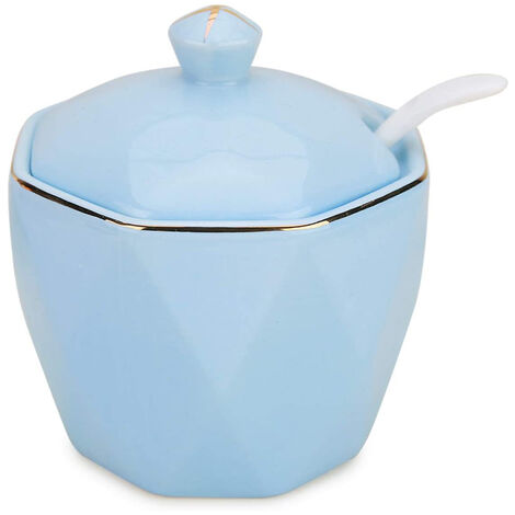 Distributeur de sel Bol à sucre en céramique avec couvercle et cuillère pour la maison et la cuisine